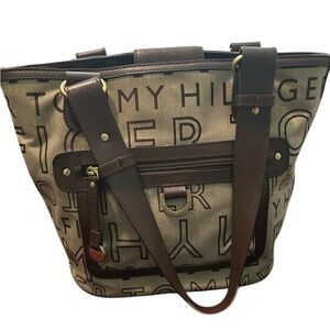 Tommy Hilfiger Monogram Brown And Tan Shoulder Bag